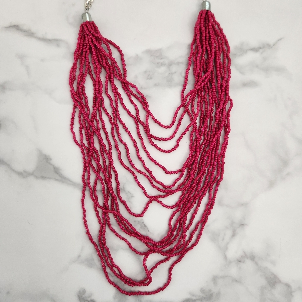 NWT Paparazzi Pink Beaded Statement Necklace & Earring Set - Picture 11 of 14